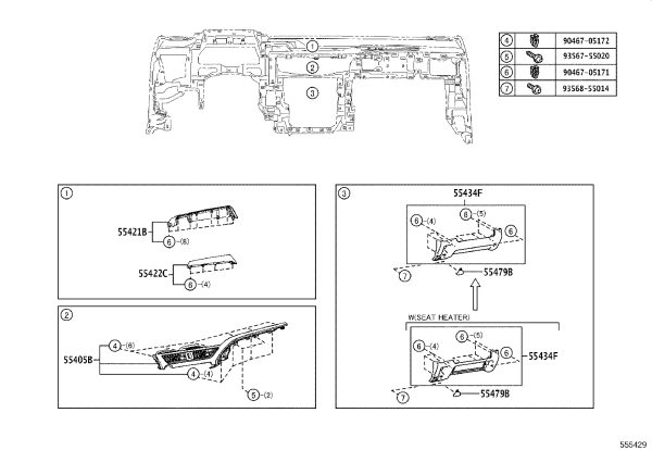 Central instrument cluster trim panel sub-assembly 55405-76010 for Lexus UX200