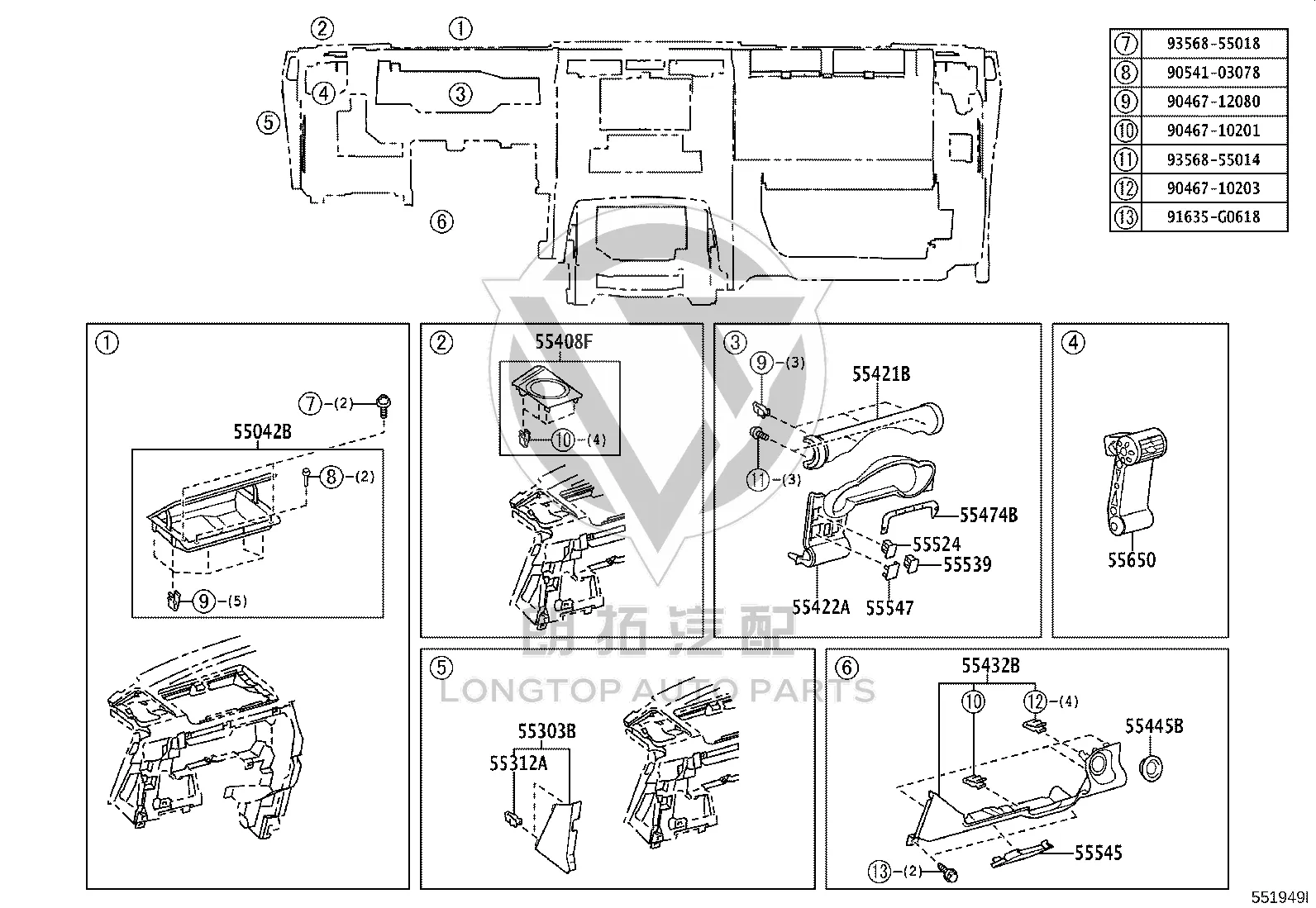 Instrument panel lower trim panel 55046-35090 for Toyota FJ CRUISER