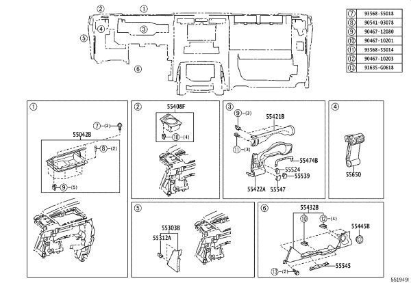 Fuse Box Cover 55545-35050 for Toyota FJ CRUISER