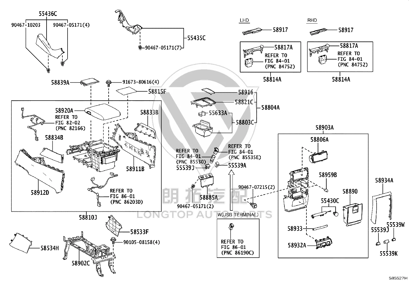 Center Console Trim 55413-58060 for Toyota ALPHARD