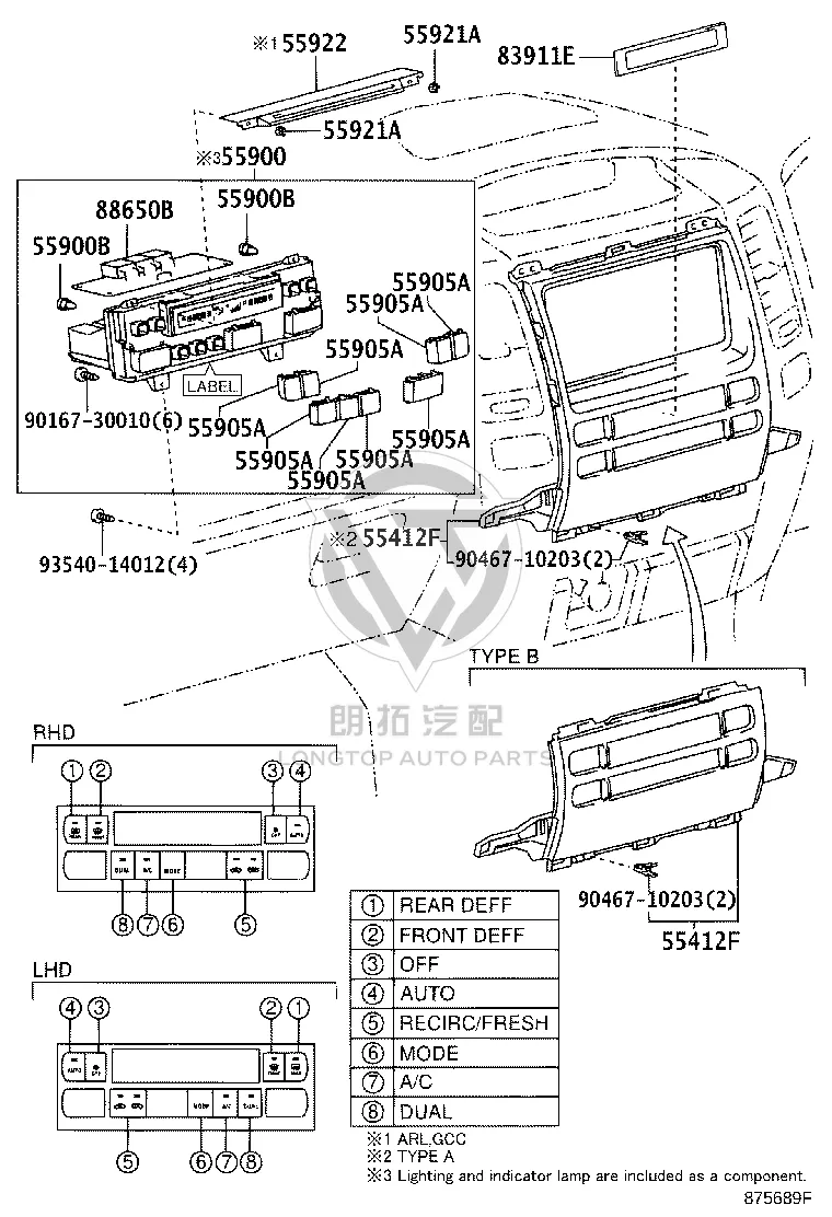 Heater Control Base Bracket 55922-60010 for Toyota Land Cruiser Prado