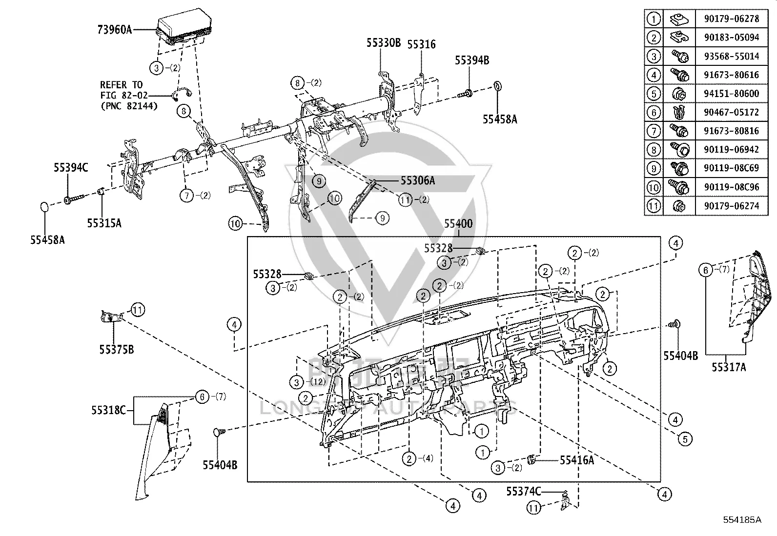 Combination Instrument Bracket 55416-30140 for Toyota Camry