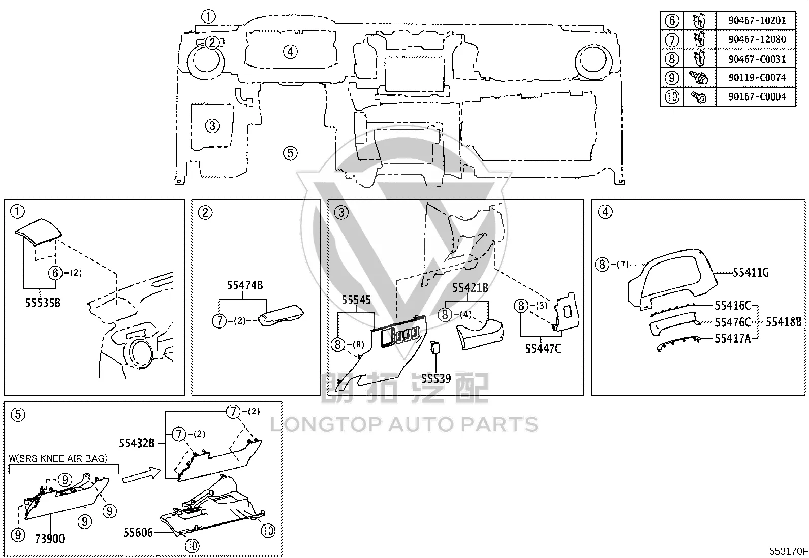 Instrument panel trim 55421-0R040A0 for Toyota RAV4