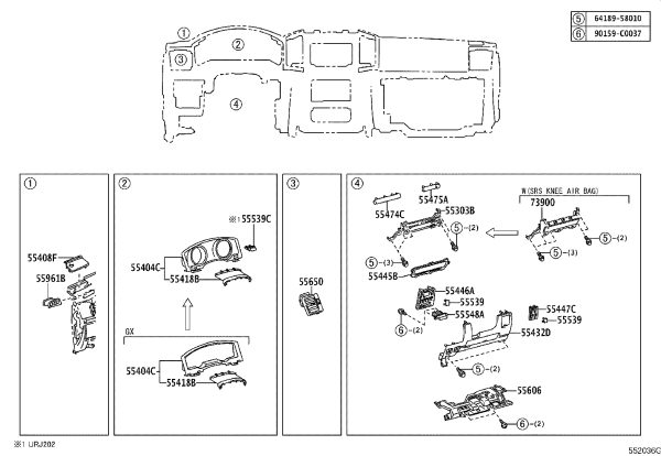 Center Console Front Panel 55432-60432A1 for Toyota Land Cruiser
