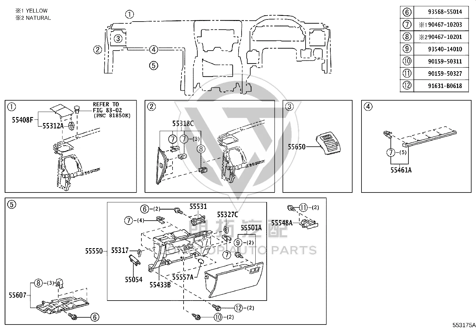 Dashboard No. 2 Lower Decorative Panel 55433-60131 for Toyota LAND CRUISER PRADO