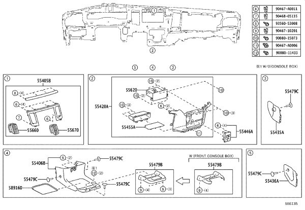 Instrument Panel Trim Panel 55436-08020 for Toyota Sienna