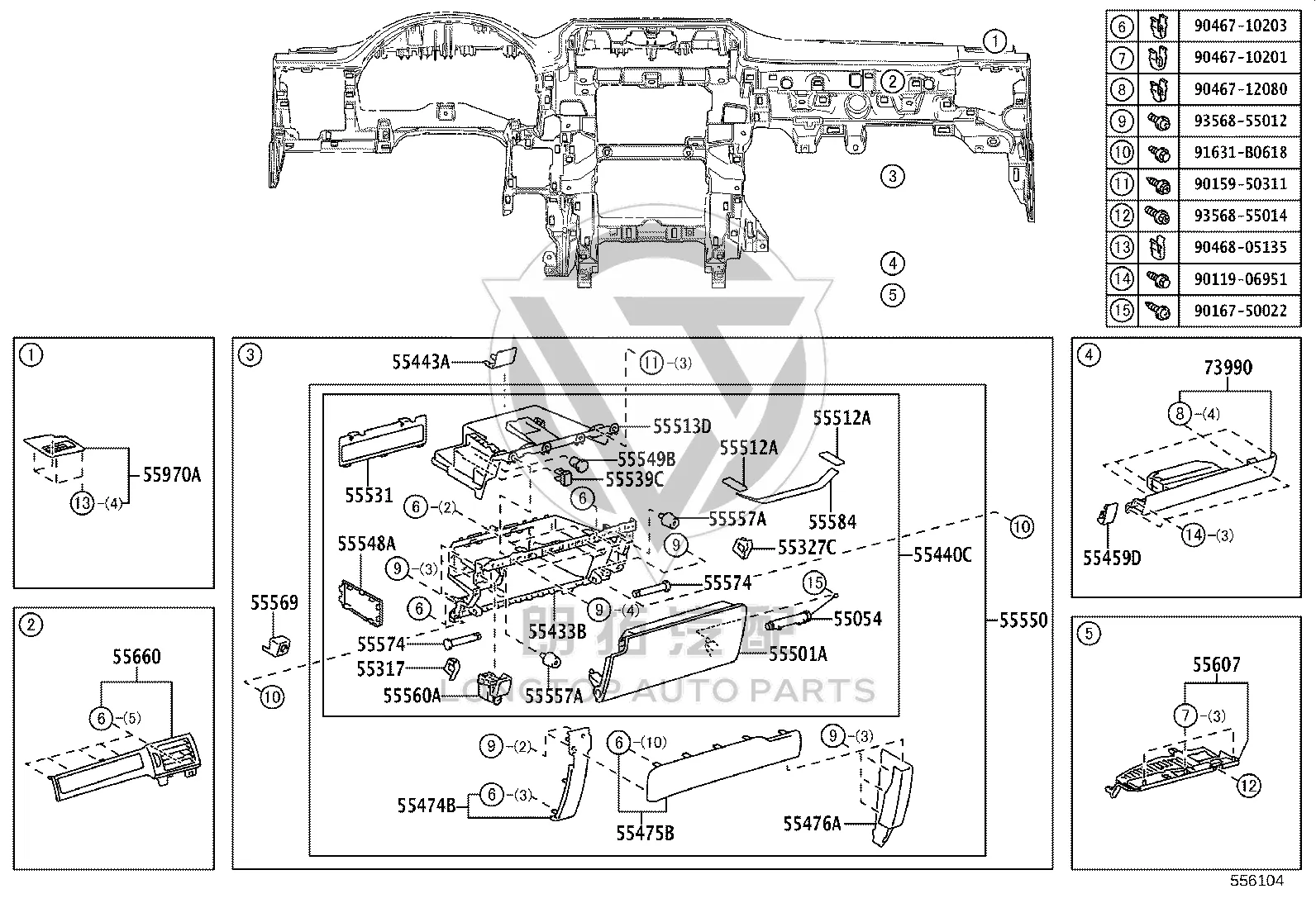 Dashboard Air Vent Right 55660-60301-E0 for Lexus GX400