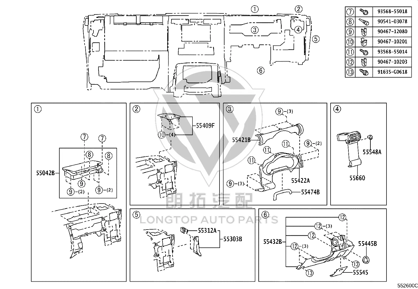 Dashboard Air Vent Right 55660-35131 for Toyota FJ Cruiser