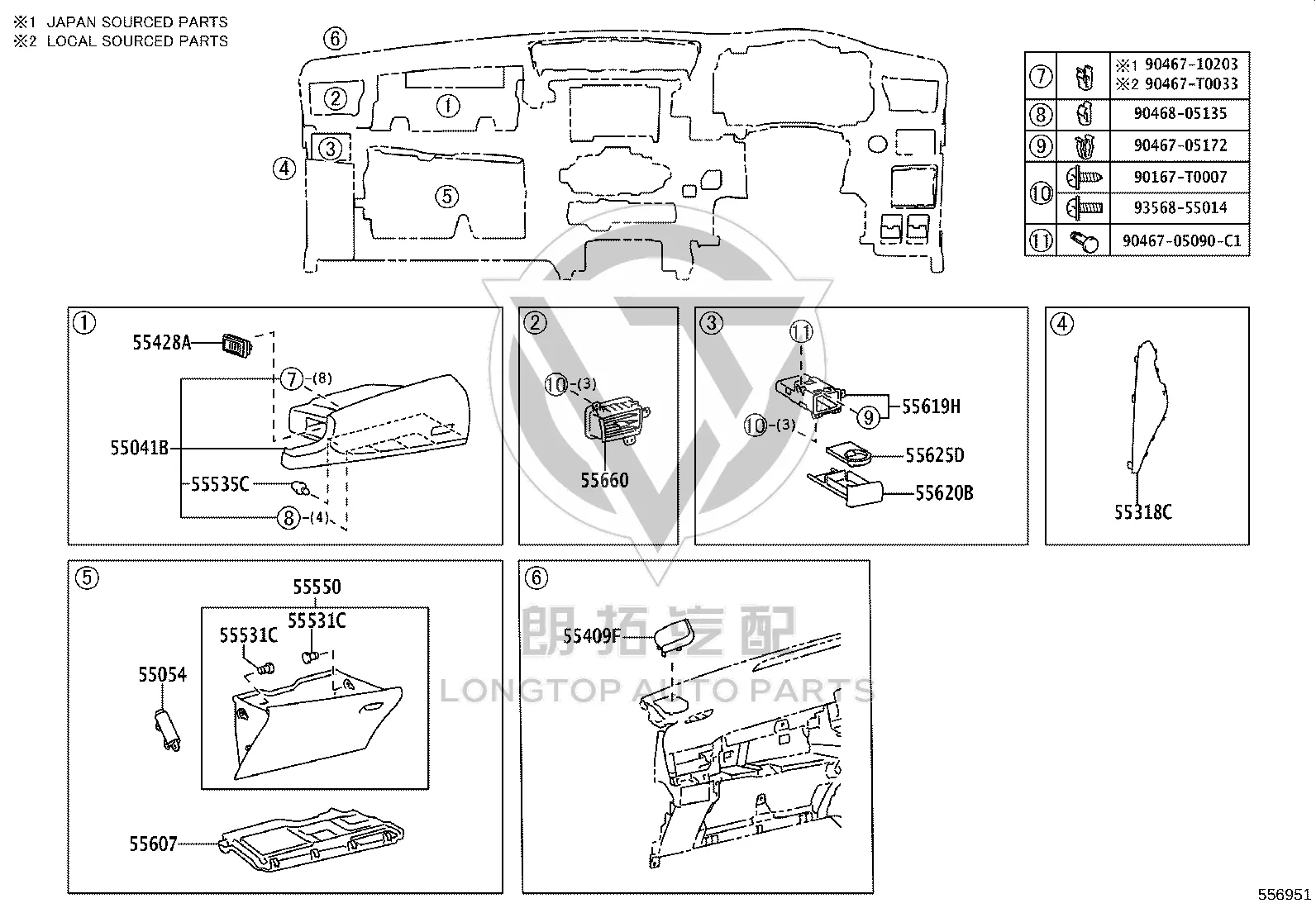 Dashboard Storage Compartment 55550-KK070 for Toyota FORTUNER