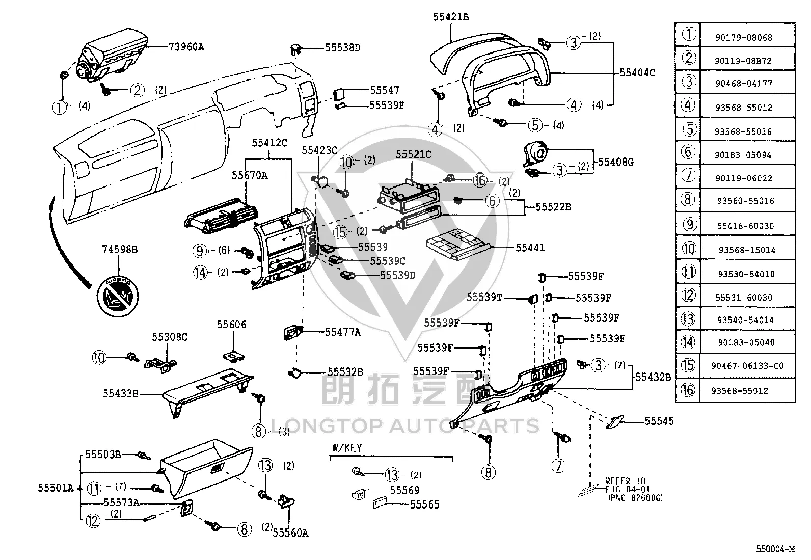 Instrument Panel Center Air Vent 55670-60050 for Toyota Land Cruiser