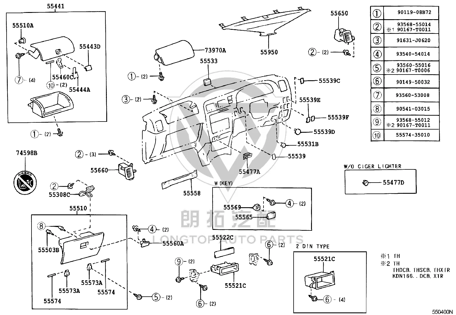 Glove Box Door Hinge Pin 90254-04016 for Toyota 4RUNNER
