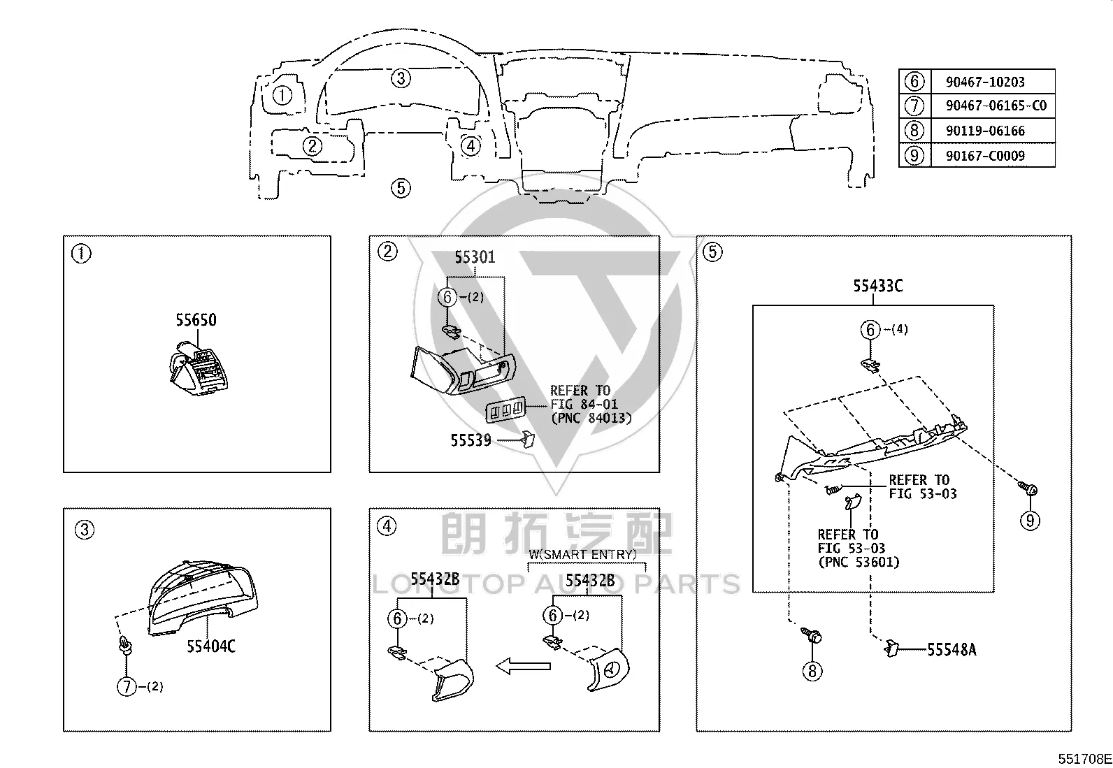 Dashboard Air Vents (Left) 55650-06130E0 for Toyota Camry