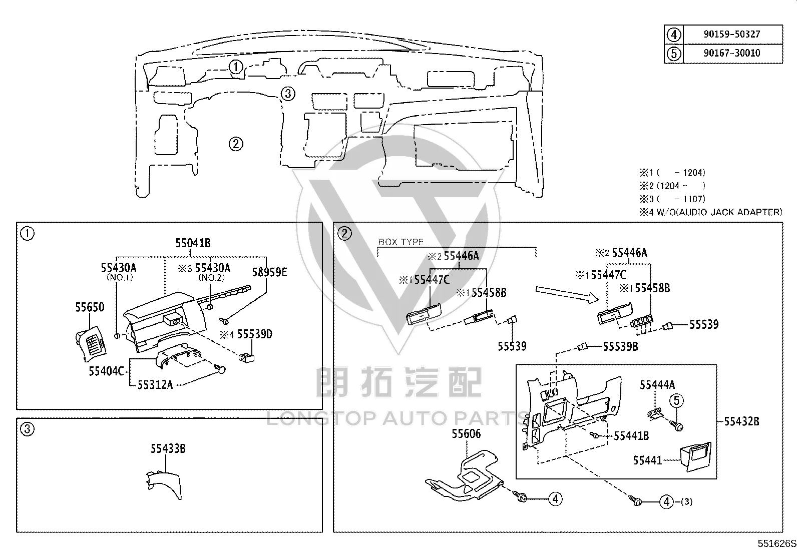Dashboard Air Vent Right 55650-28250 for Toyota Previa