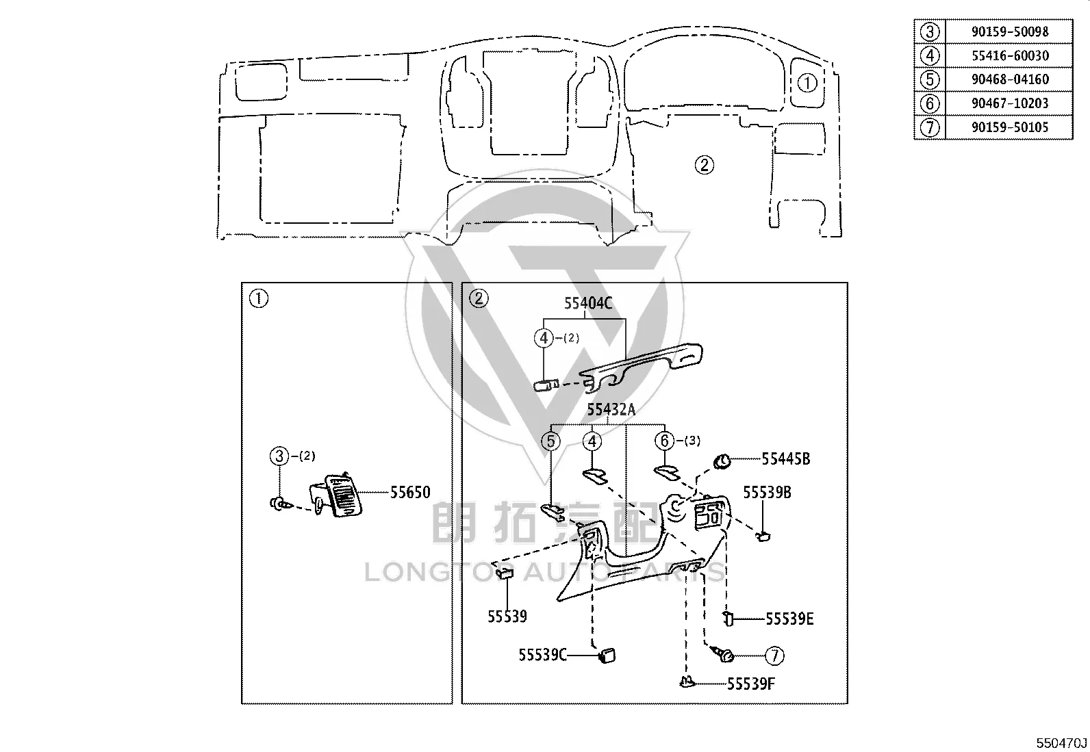 Dashboard Air Vent Left 55650-60120 for Lexus LX470