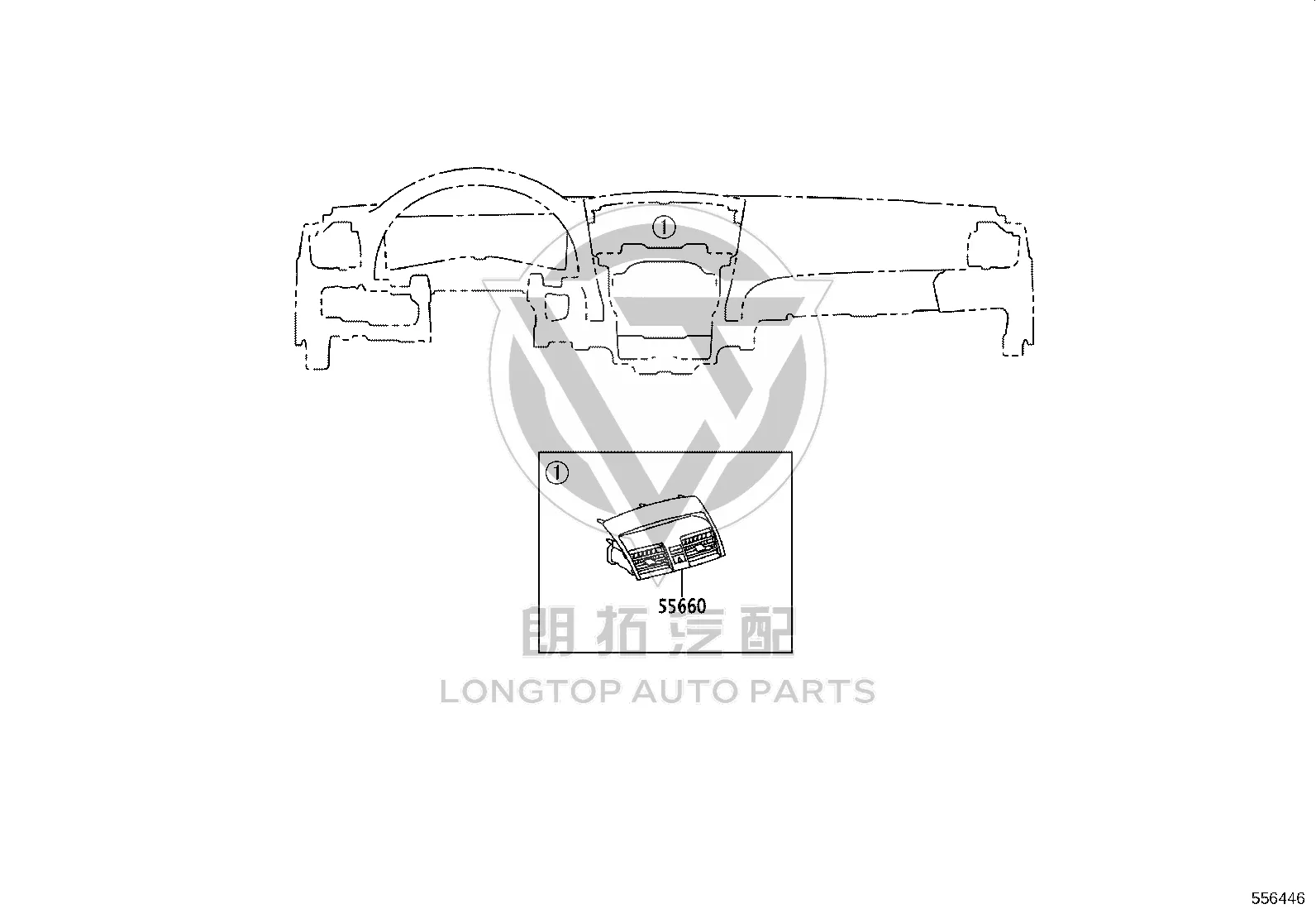 Dashboard Center Air Vent 556600-6130E0 for Toyota Camry