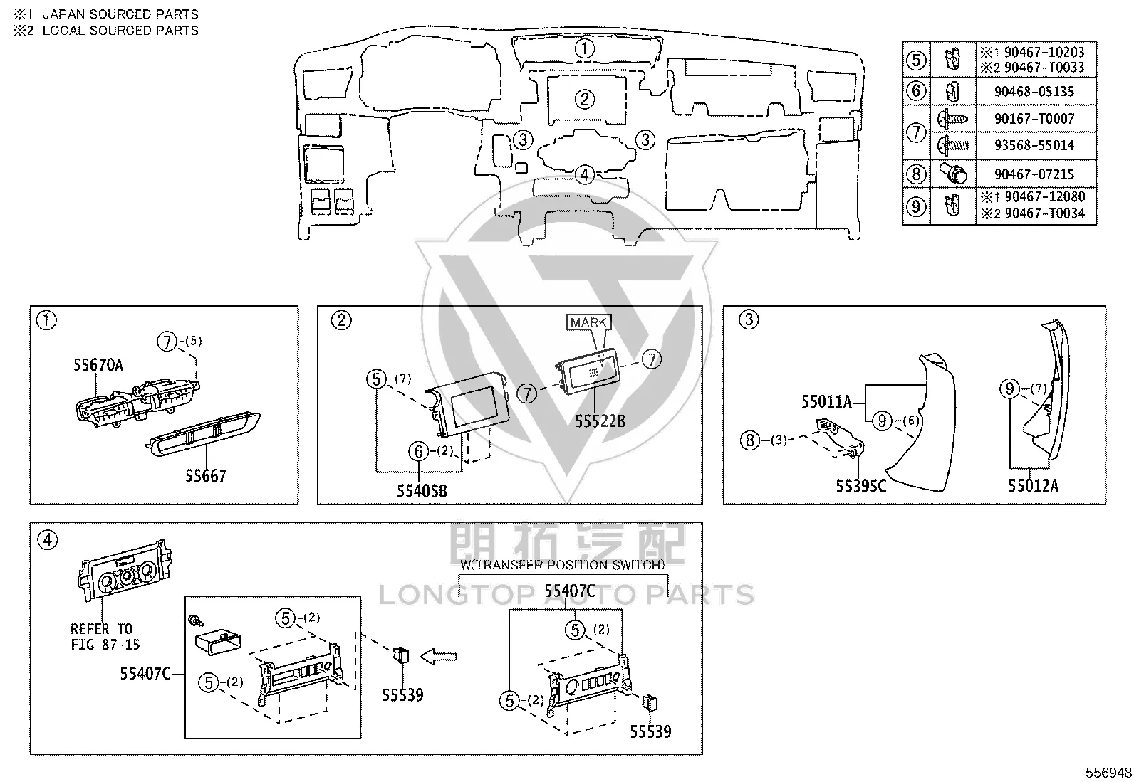Dashboard Air Vent Trim 55667-KK020 for Toyota Fortuner