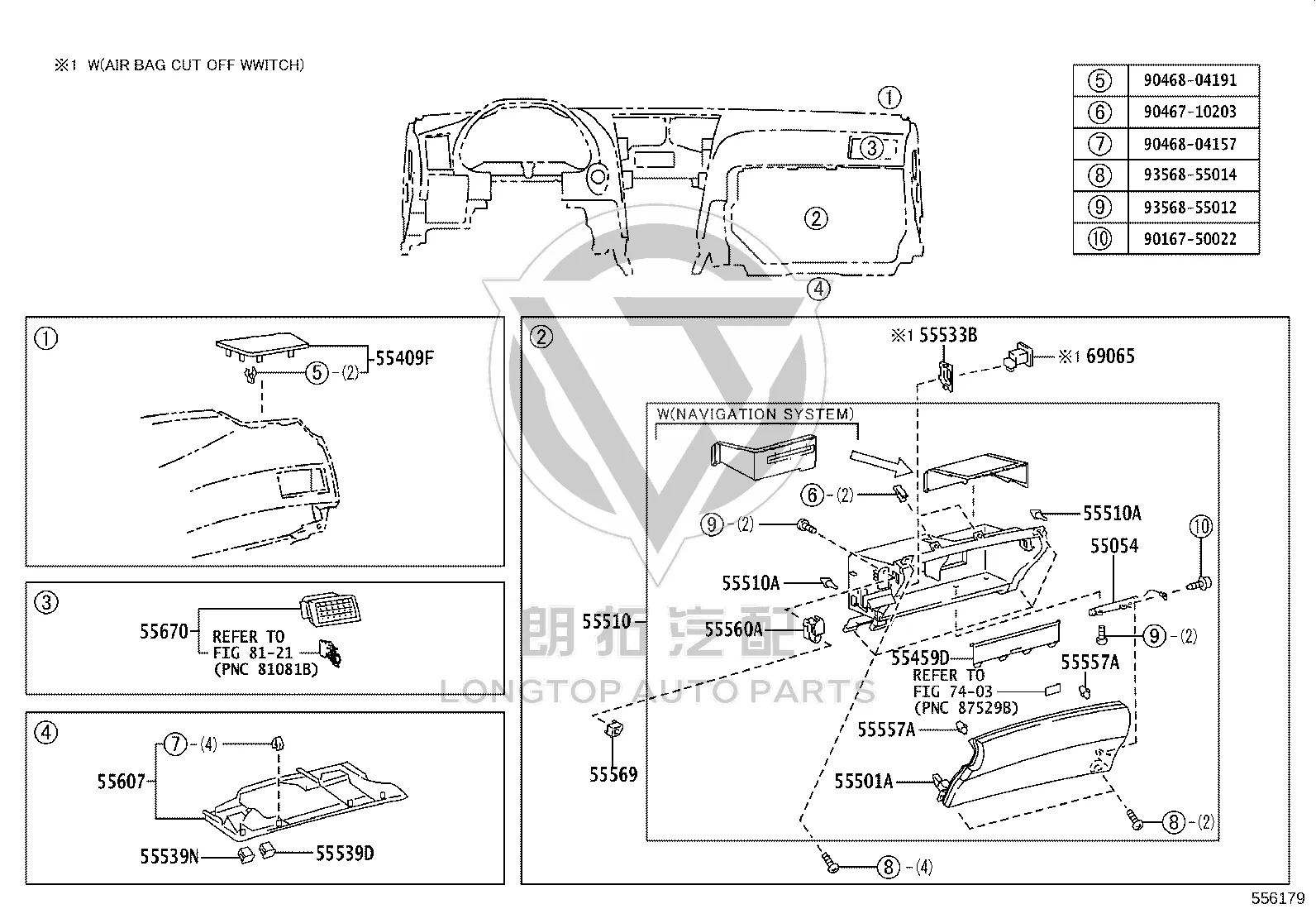Dashboard Air Vent Right 55670-30441E0 for Lexus GS