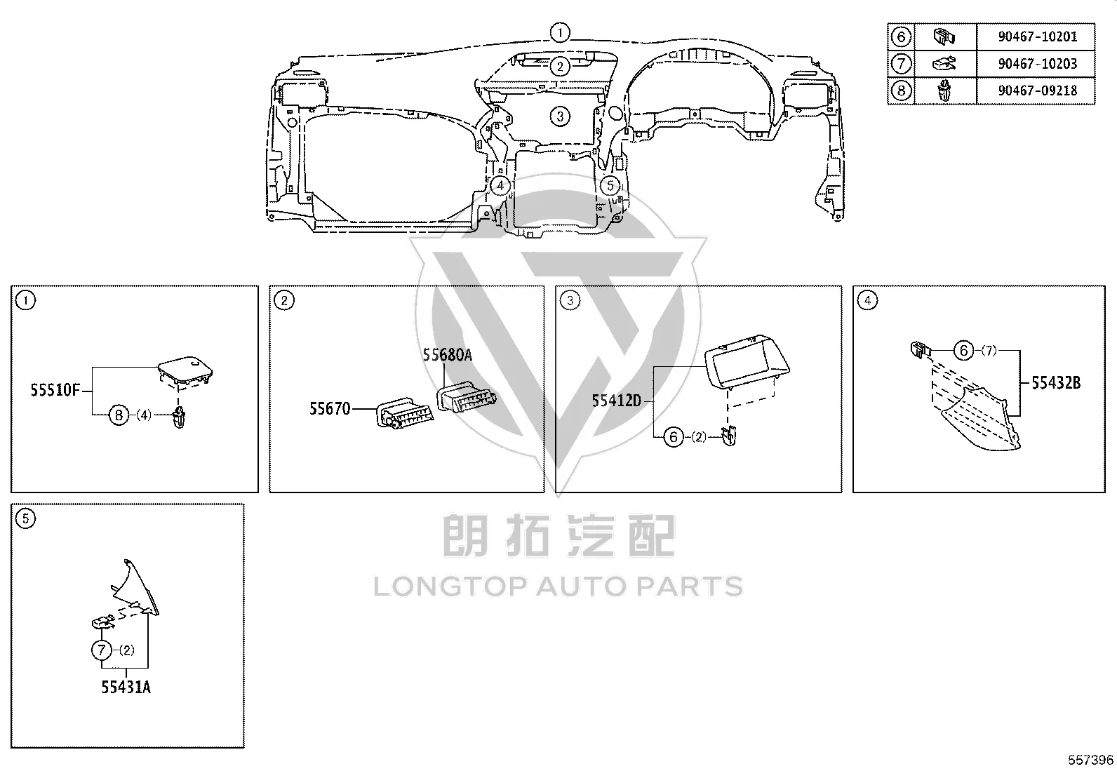 Instrument Panel Middle Vent Left 55670-48111 for Lexus RX270