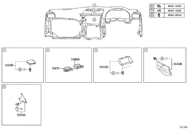 Instrument Panel Middle Vent Left 55670-48111 for Lexus RX270