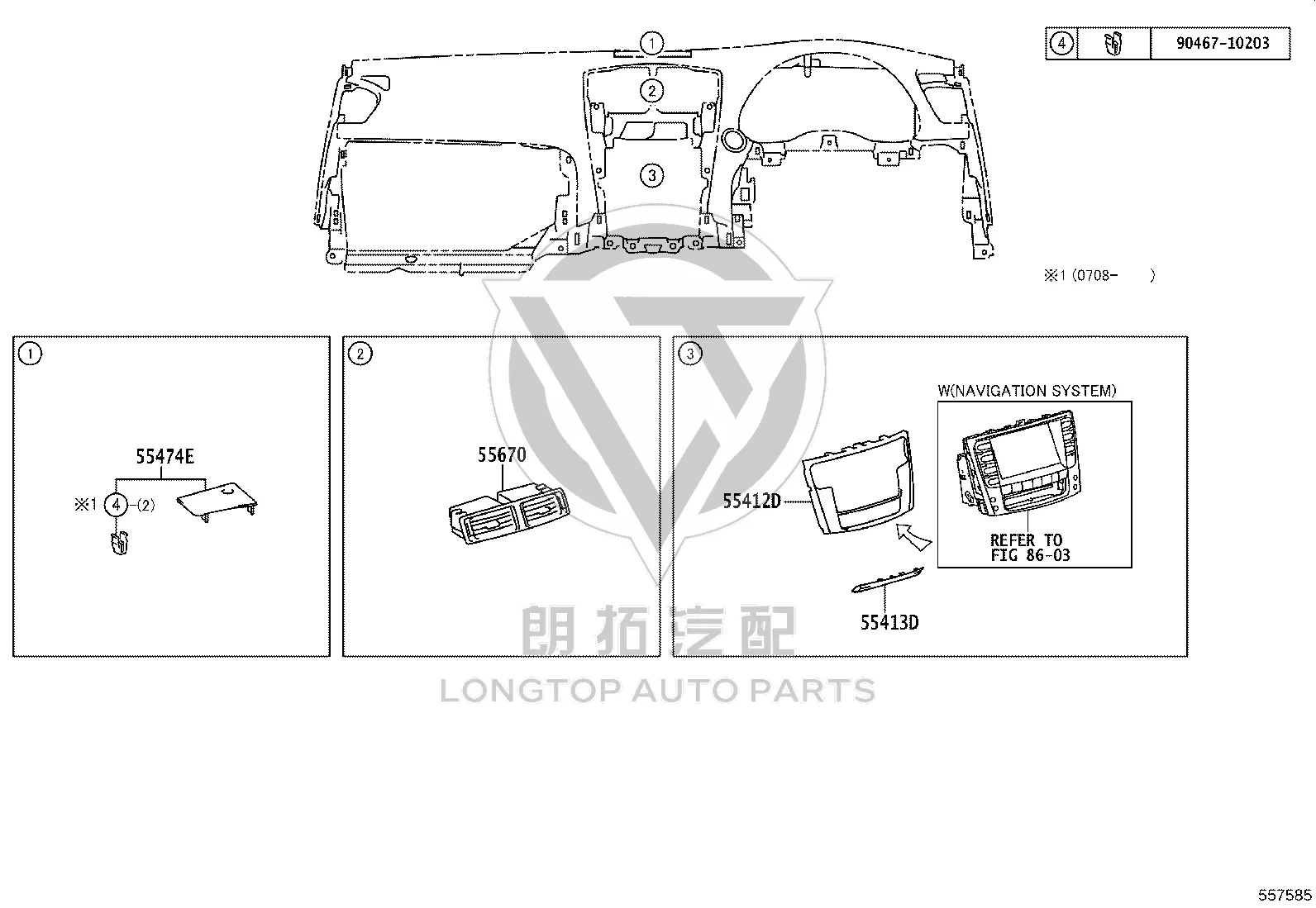 Dashboard Center Air Outlet 55670-53020 for Lexus IS250