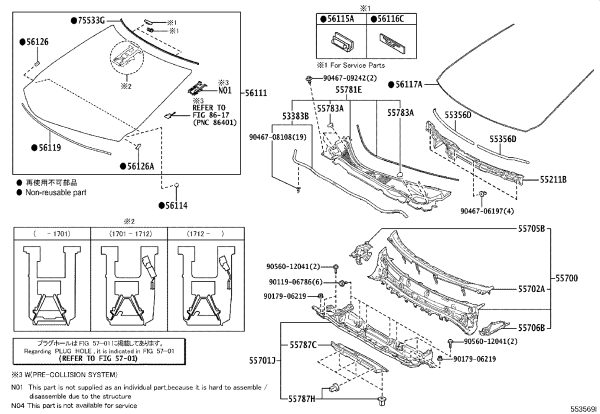 Front Windshield 56101-48E40 for Lexus RX