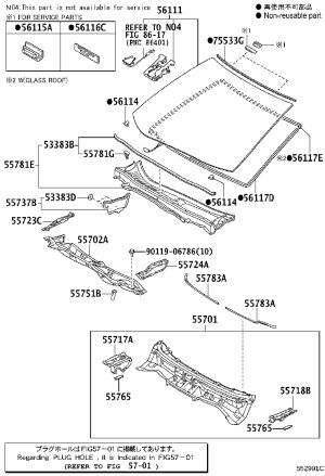 Front Windscreen 56101-33961 for Lexus ES2##
