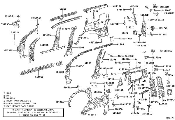 Right Rear Quarter Wheel Housing Corner Panel 61645-60060 for Toyota Land Cruiser