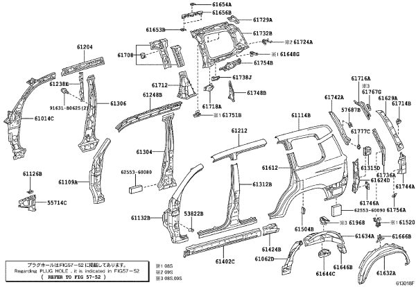 Reinforcement of A-pillar (lower left) 61109-60080 for Toyota Land Cruiser