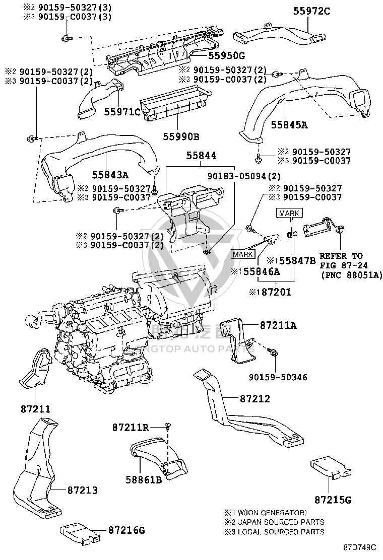 Air duct 2 87211-0N110 for Toyota Crown