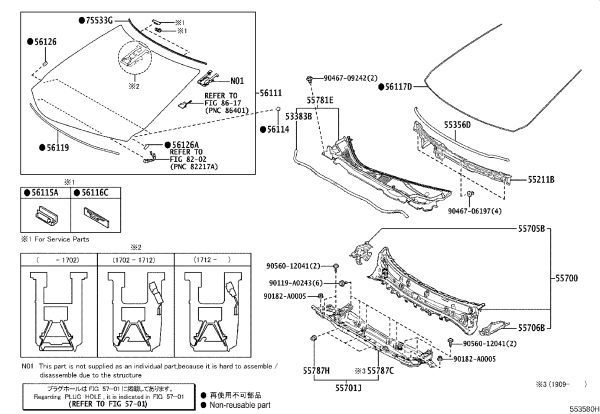 No.1 Back Window Glass Stopper 56115-22010 for Toyota Celica