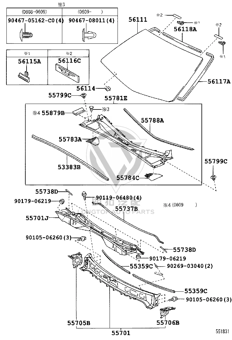 Front Windshield 56101-48220 for Lexus RX300