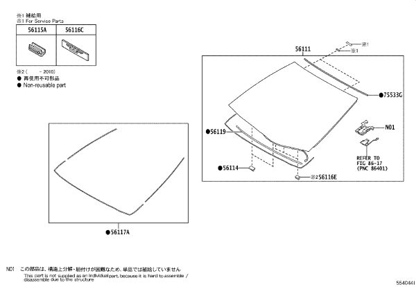 Front Windshield Glass 56101-50962 for Lexus LS500