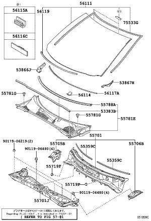 Lower Front Windshield Weatherstrip 56117-48060 for Toyota Highlander