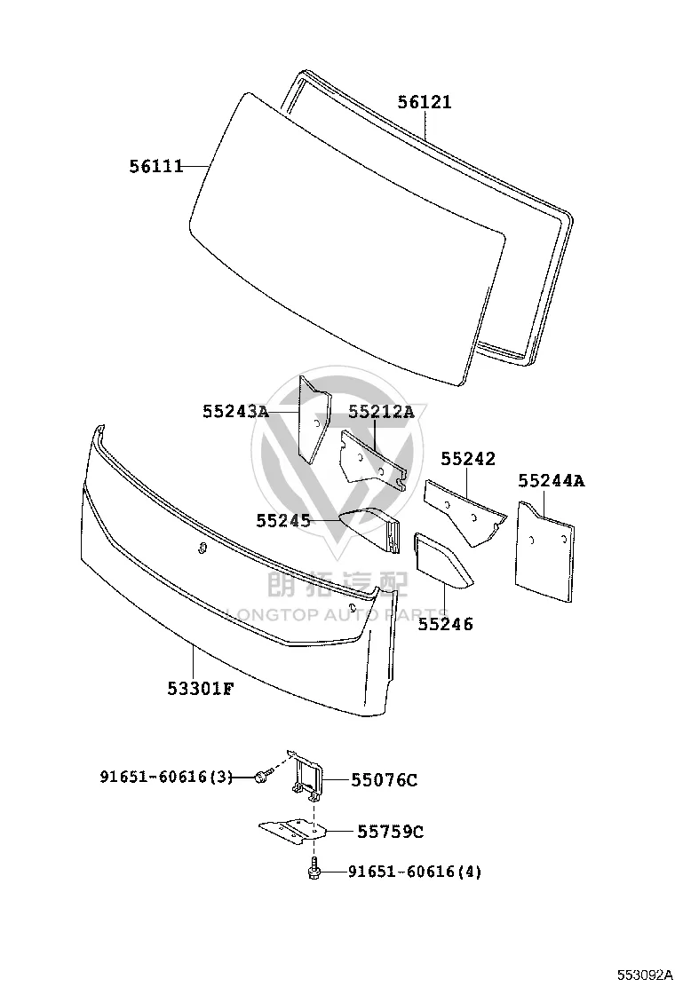 Windshield Rubber Strip 56121-36010 for Toyota Coaster