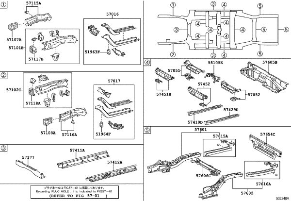 No.2 Left Front Frame Side Member Panel 57108-06041 for Toyota Camry