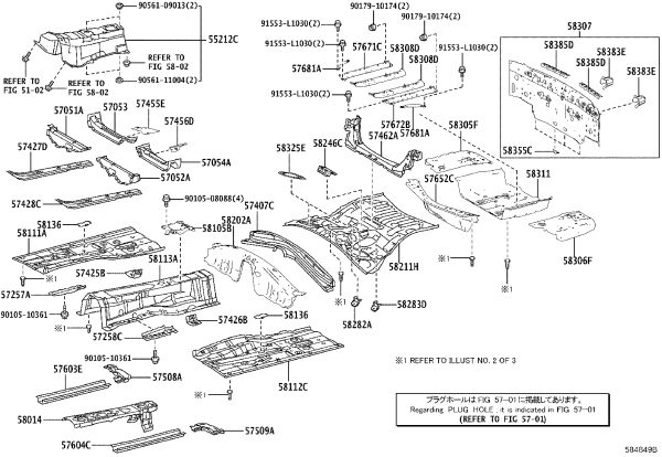 Front Floor Left Cross Member Sub-Assembly 57052-30100 for Toyota Mark X