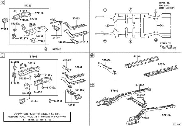 Rear Floor Cross Member 57606-33100 for Toyota Camry