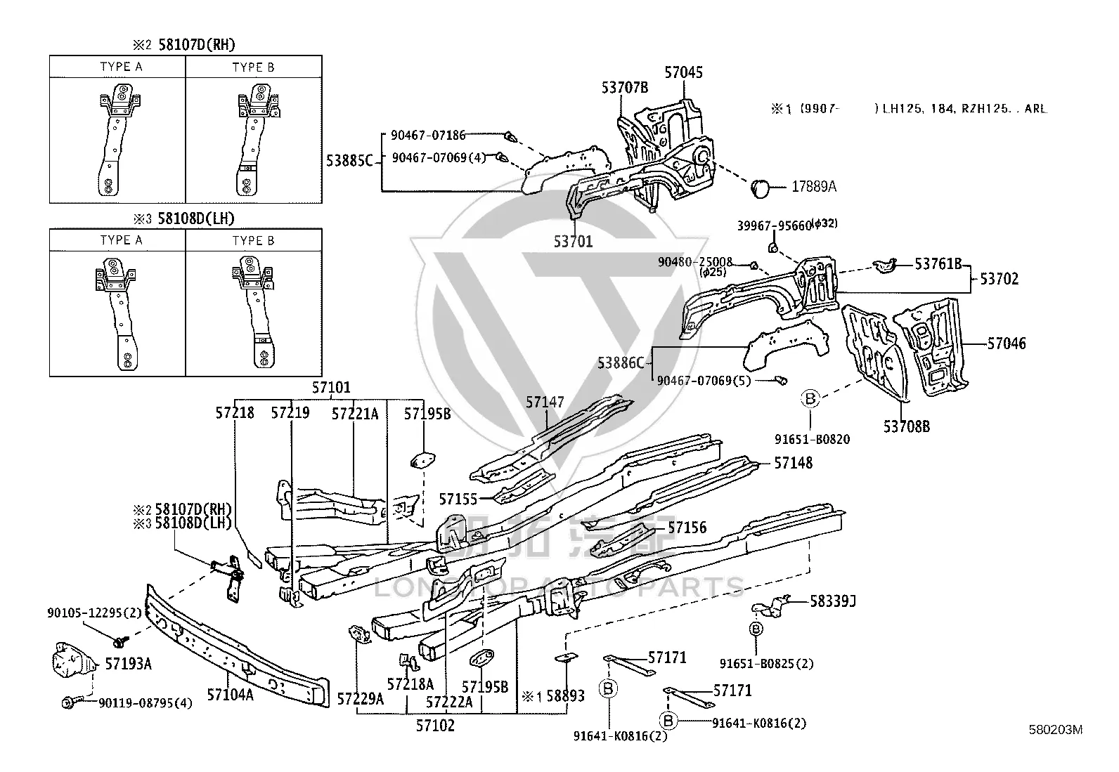 Lower Radiator Support Crossmember 57104-26160 for Toyota Hiace