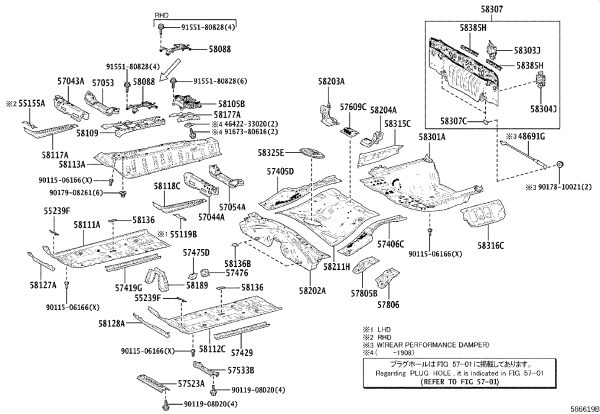 Front Floor Central Bracket 57533-33040 for Toyota Camry