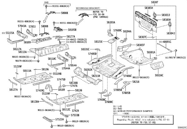 Rear floor side panel subassembly 58306-33040 for Toyota Camry