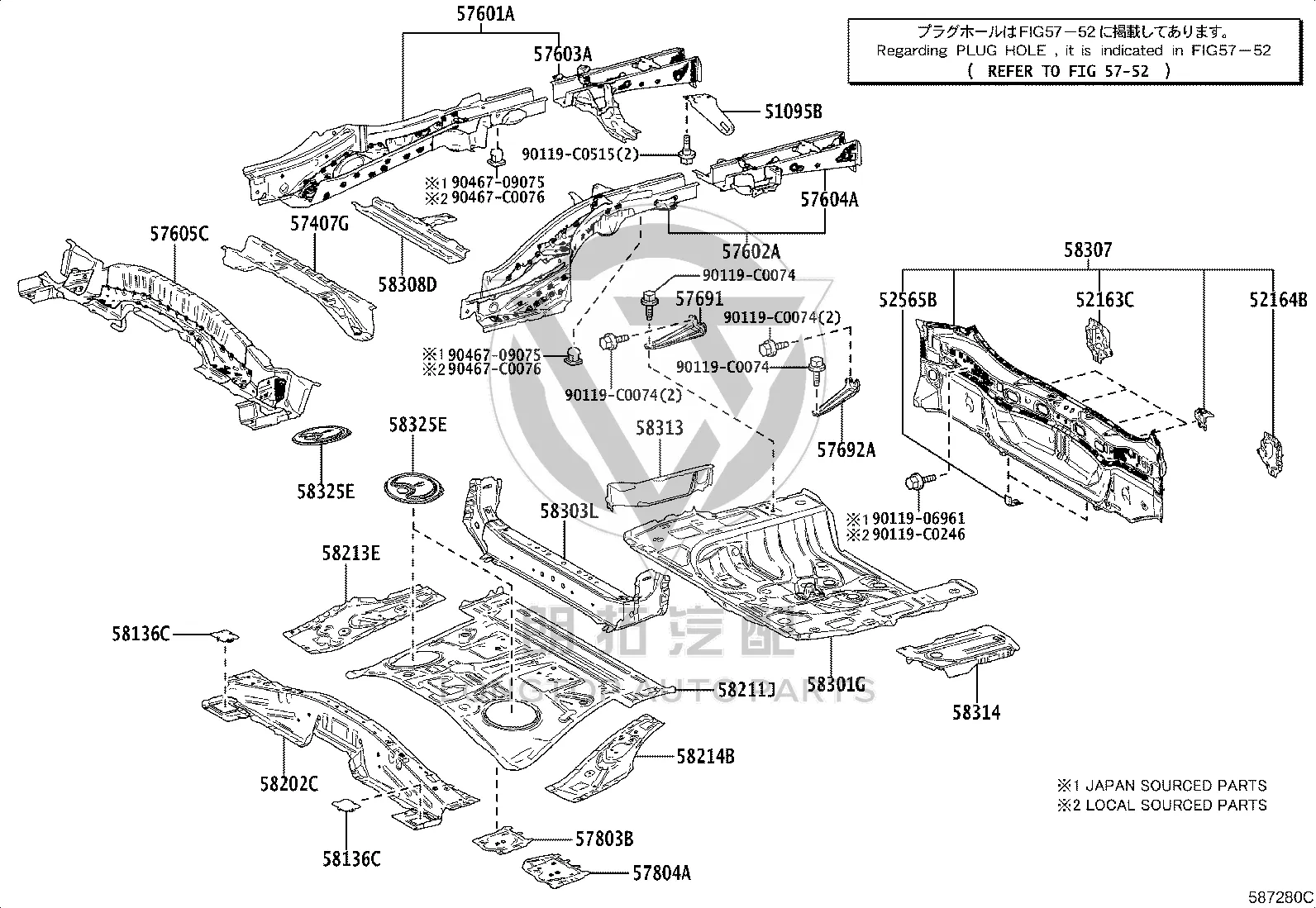 Rear panel 583070-R120 for Toyota RAV4