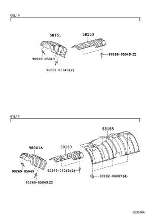Exhaust Pipe Heat Shield 58153-48050 for Toyota Highlander