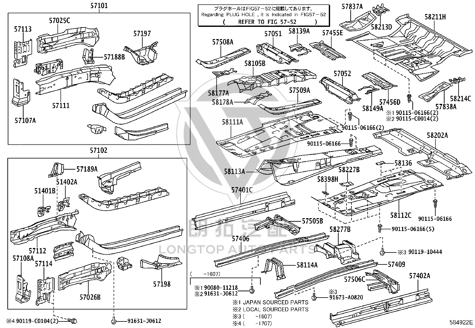 Center Floor Front Floor Subassembly 58202-0R040 for Toyota RAV4