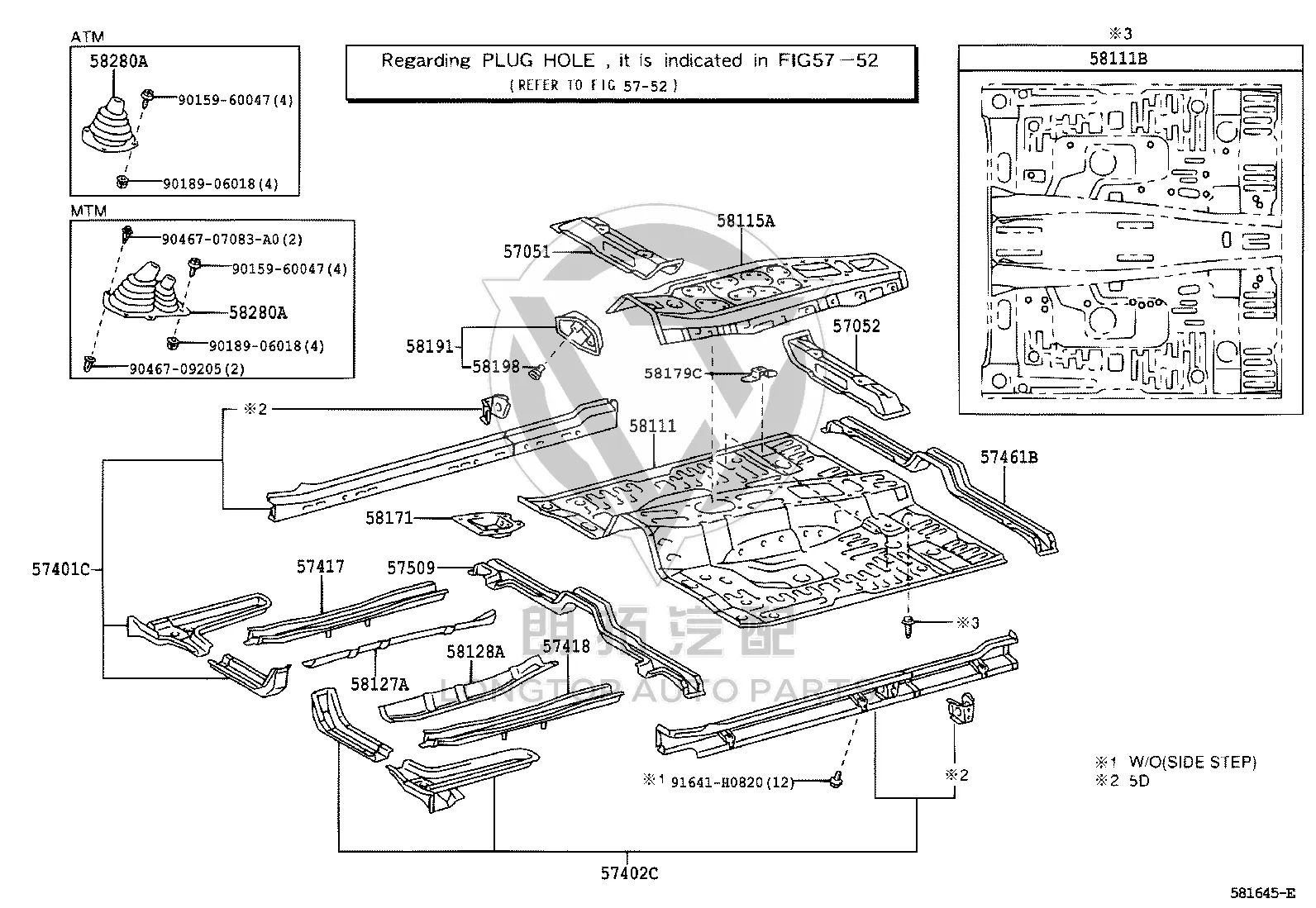 Front floorboard 58190-60080 for Toyota Land Cruiser Prado