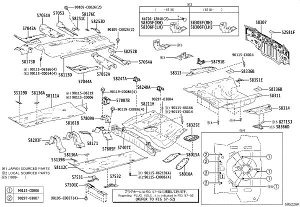 Rear Floor Right Side Panel Sub-Assembly 58305-02070 for Toyota Corolla