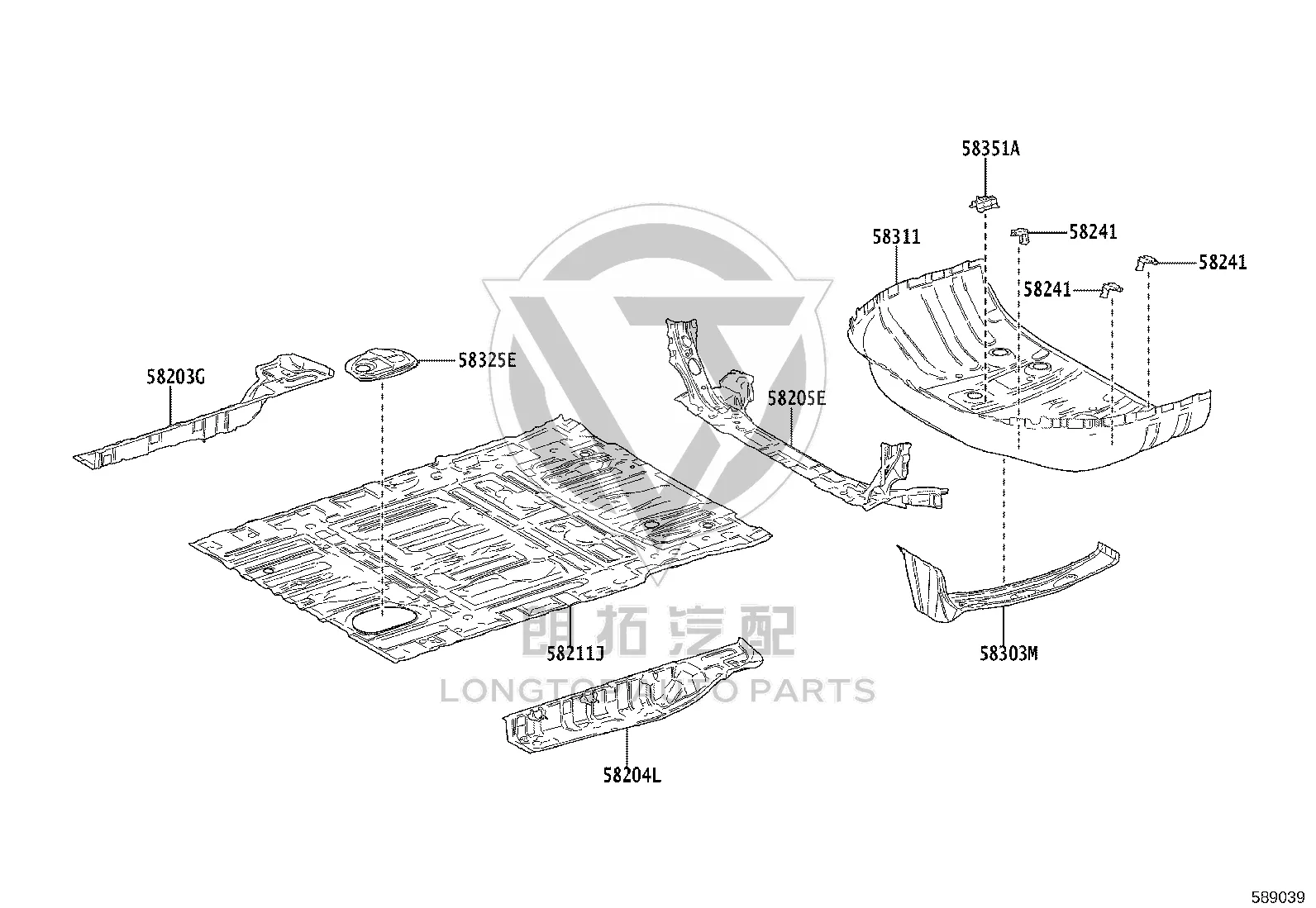 Rear Floor Panel 58311-V2010 for Toyota ALPHARD/VELLFIRE