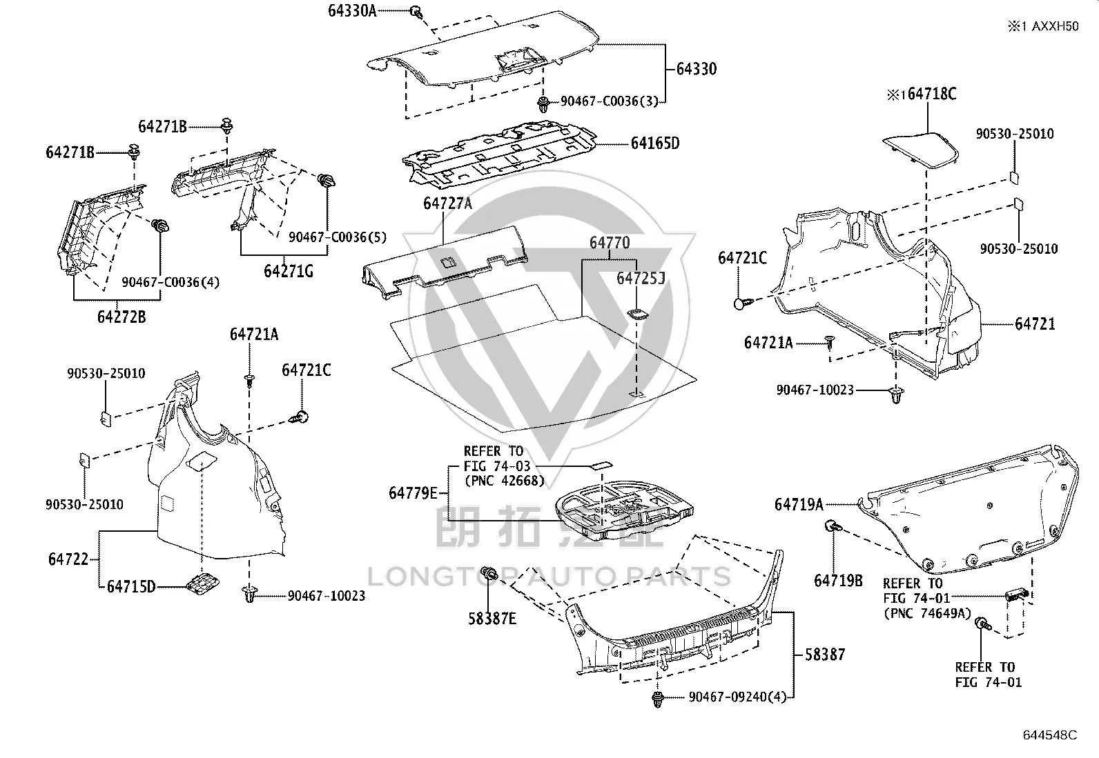 Trunk Carpet 64770-07070 for Toyota Avalon