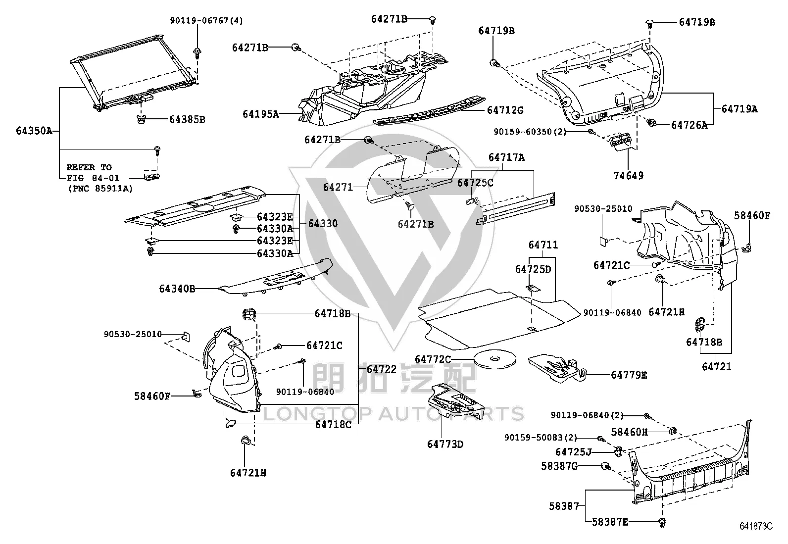 Trunk Trim Panel (Left) 64722-33140 for Lexus ES