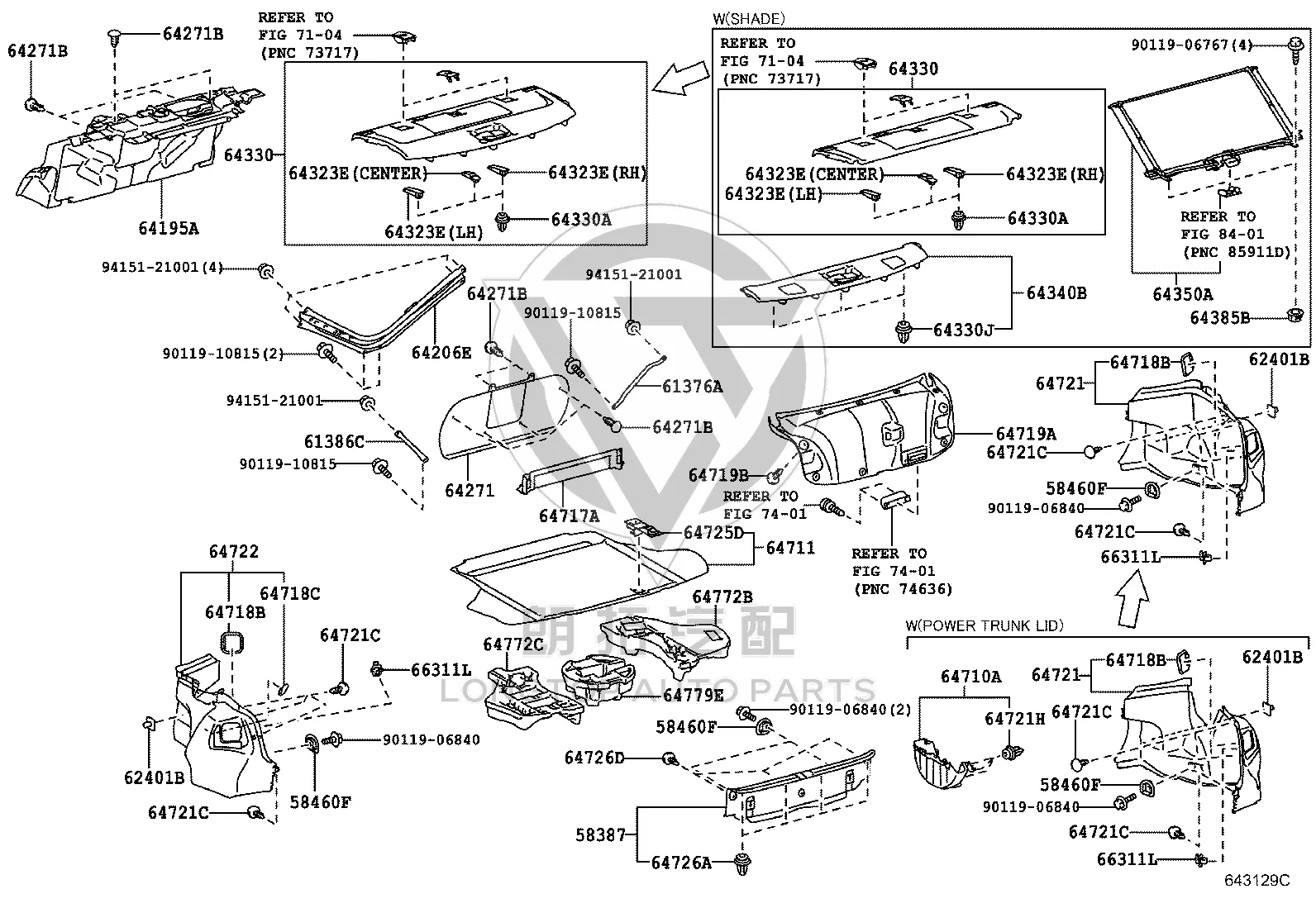 Trunk Carpet 64711-33270 for Lexus ES