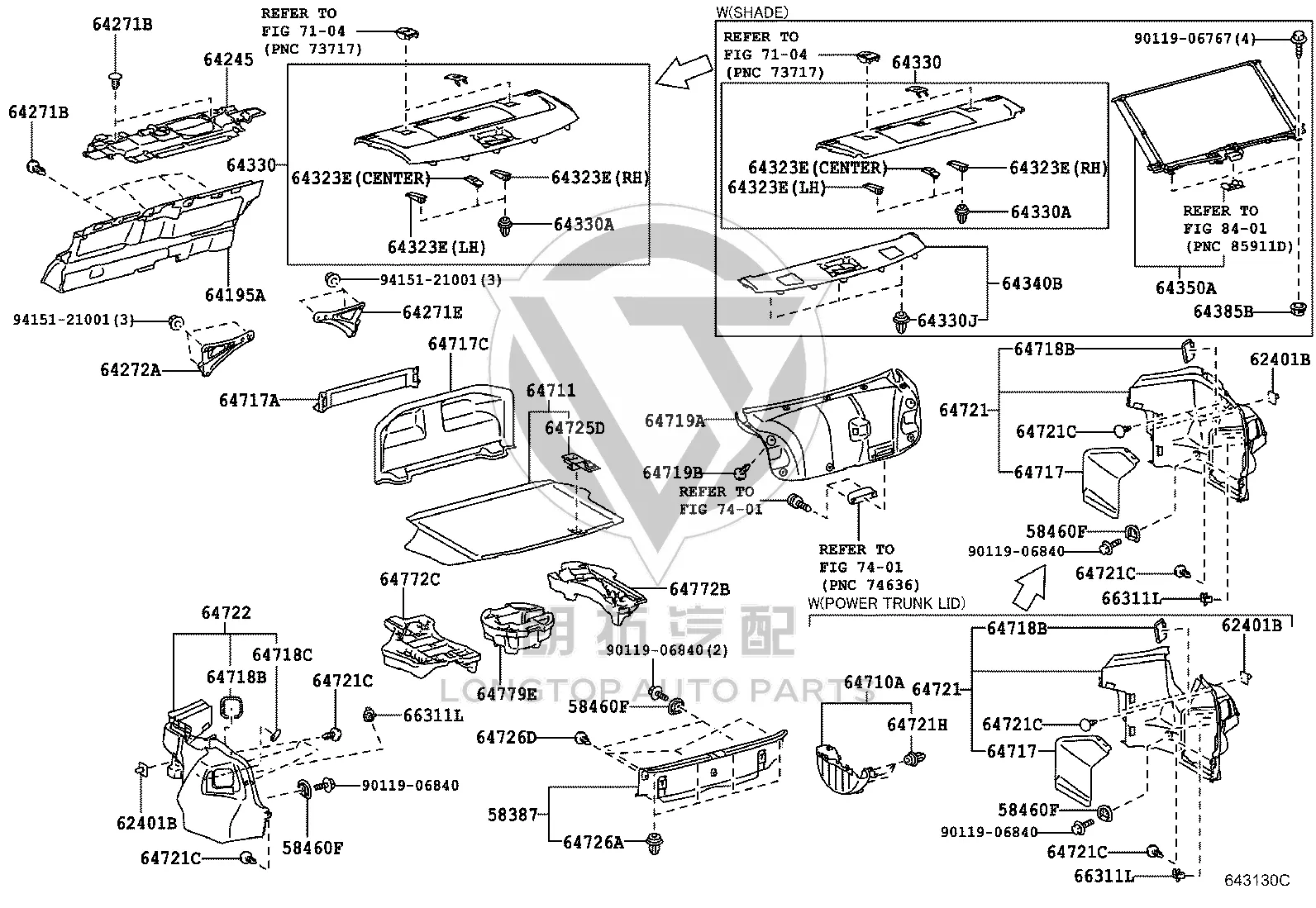 Luggage Compartment Trim 64717-33190 for Lexus ES